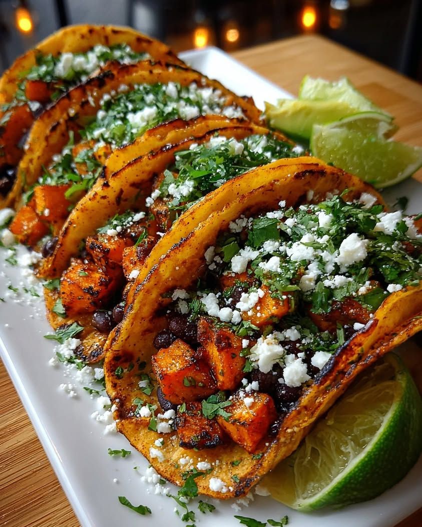 Sheet Pan Mexican-Spiced Sweet Potato and Black Bean Tacos