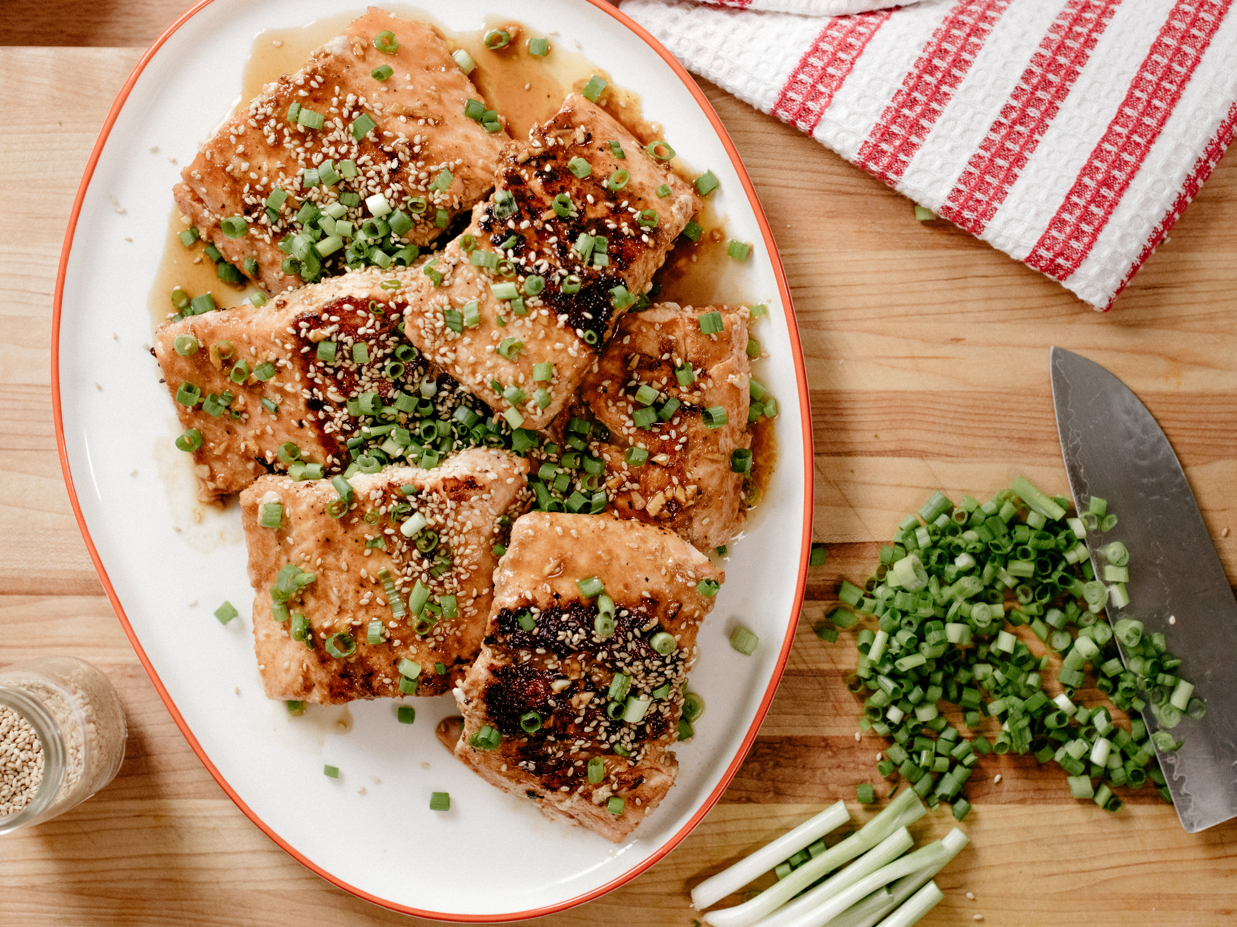 Ginger-Soy Glazed Salmon with Sesame and Scallion Dressing