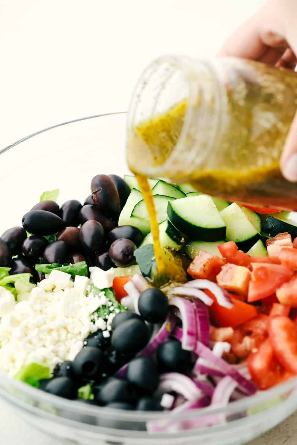 Tertiary Layered Greek Salad with Quaternary Herb Dressing