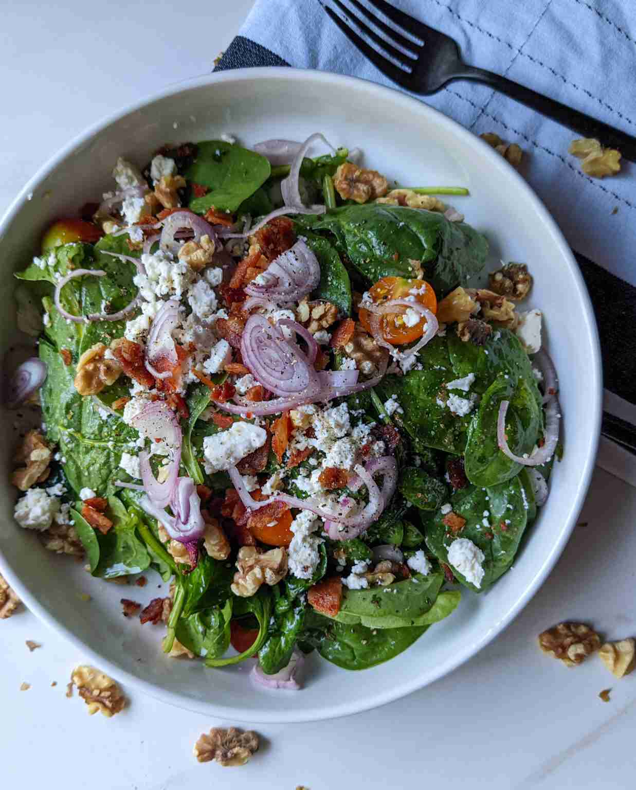 Wheat and Spinach Salad with Lemon Vinaigrette