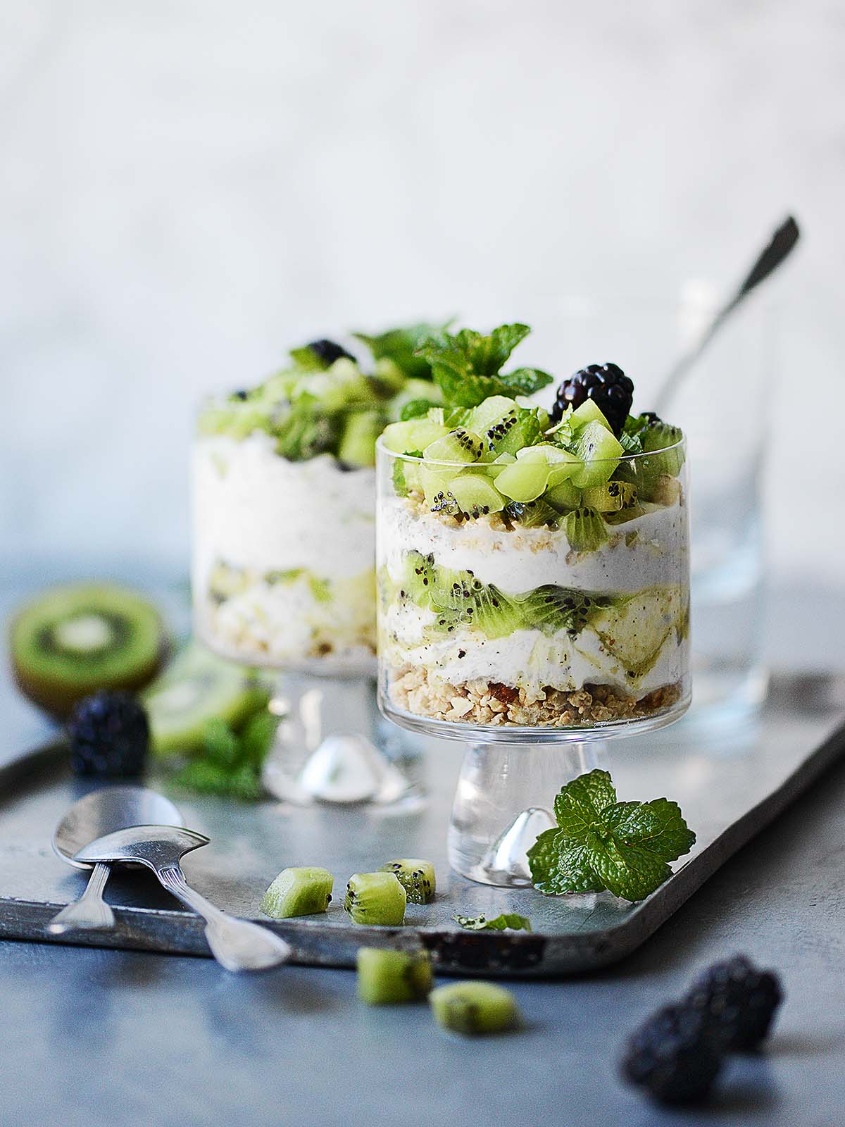 Quaternary Layered Fruit Parfait with Honey and Greek Yogurt