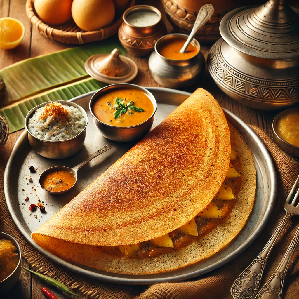 Pan-Fried Masala Dosa with Spiced Potato Filling