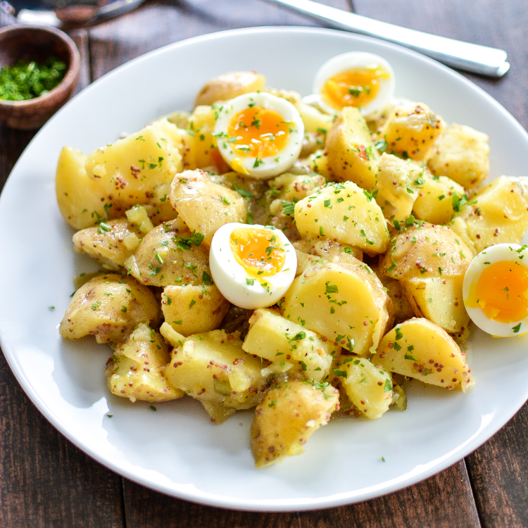 Deli-Style Potato Salad with Hard-Boiled Eggs and Mustard Dressing