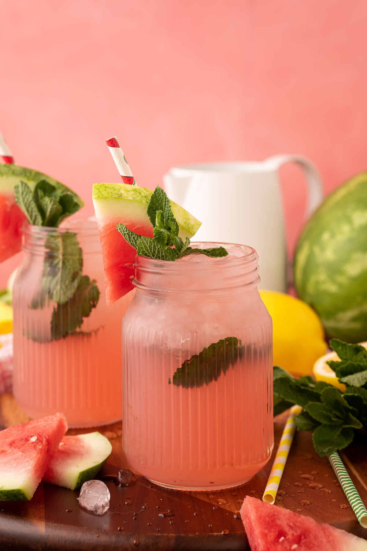 Chilled Watermelon Lemonade with Honey and Mint