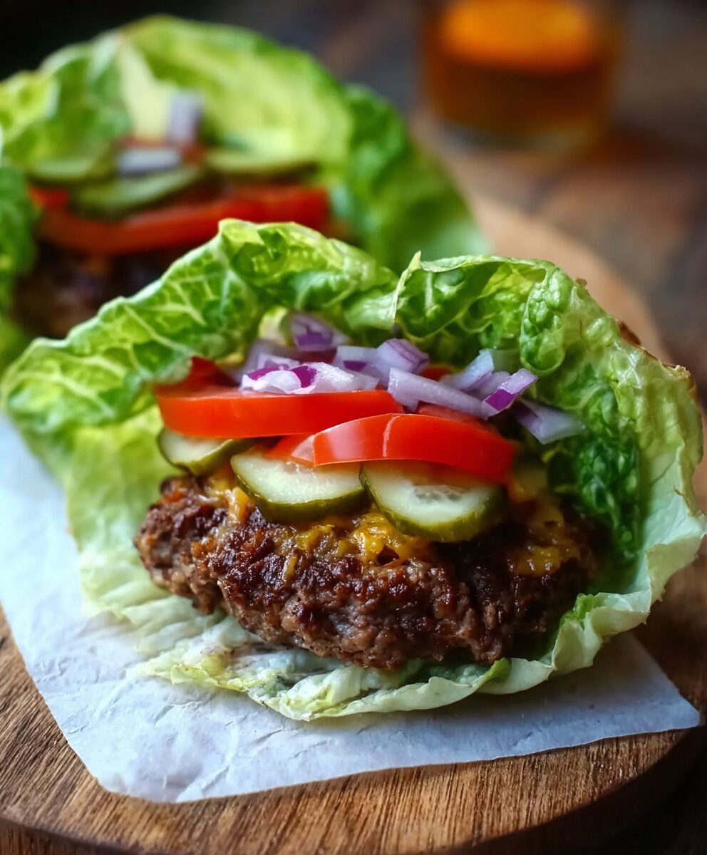 Triple-Layer Burger Dog Lettuce Wraps