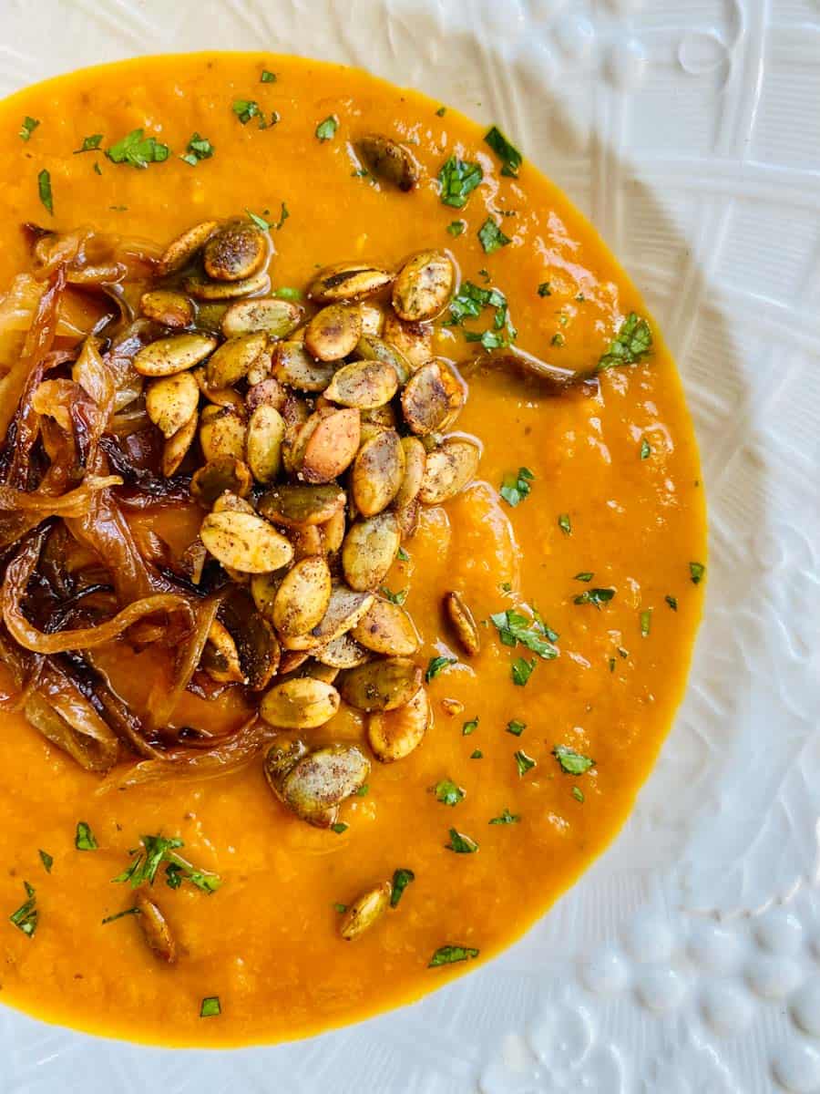 Roasted Garlic and Caramelized Onion Pumpkin Soup