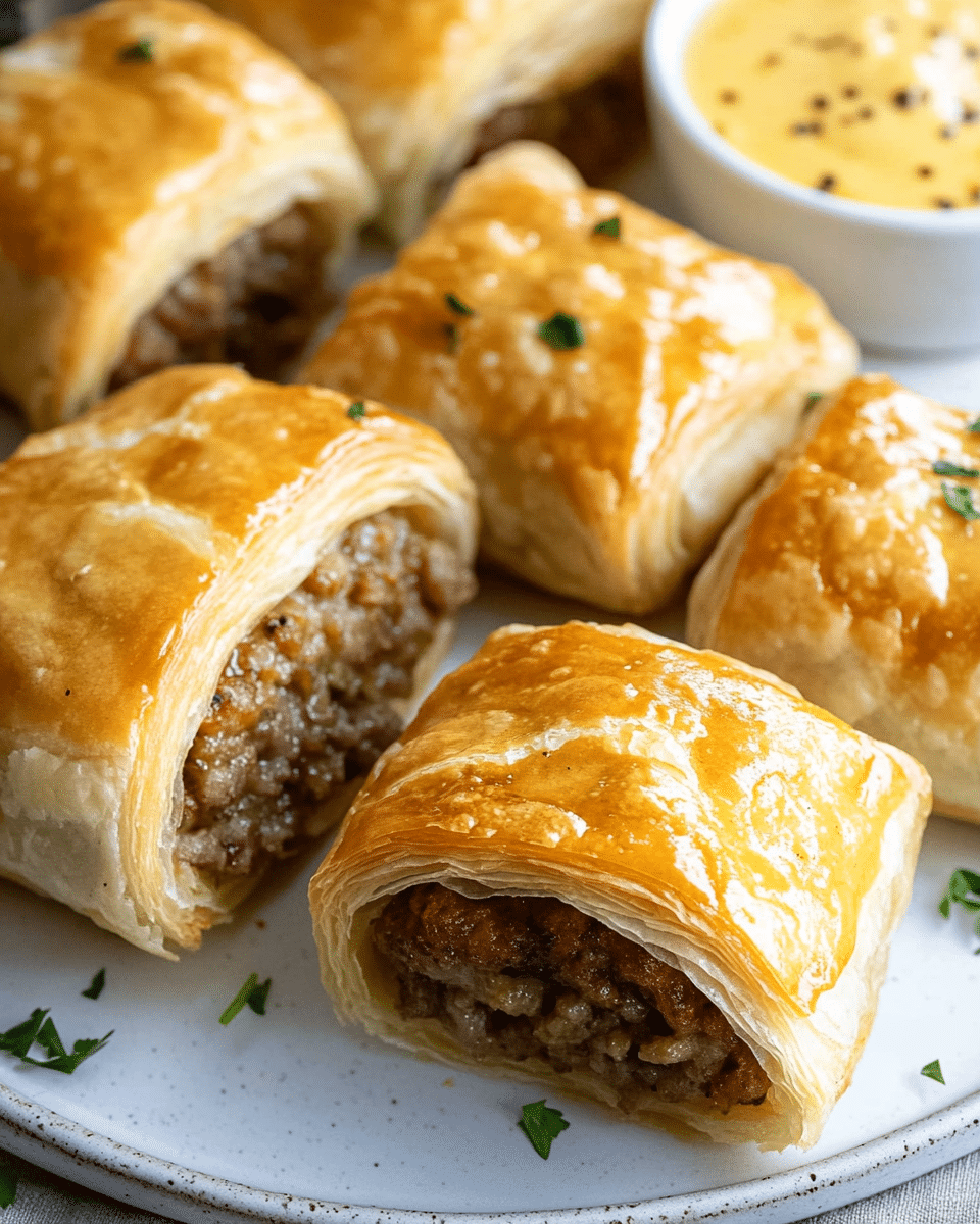 Mummified Sausage Rolls with Mustard Dipping Sauce