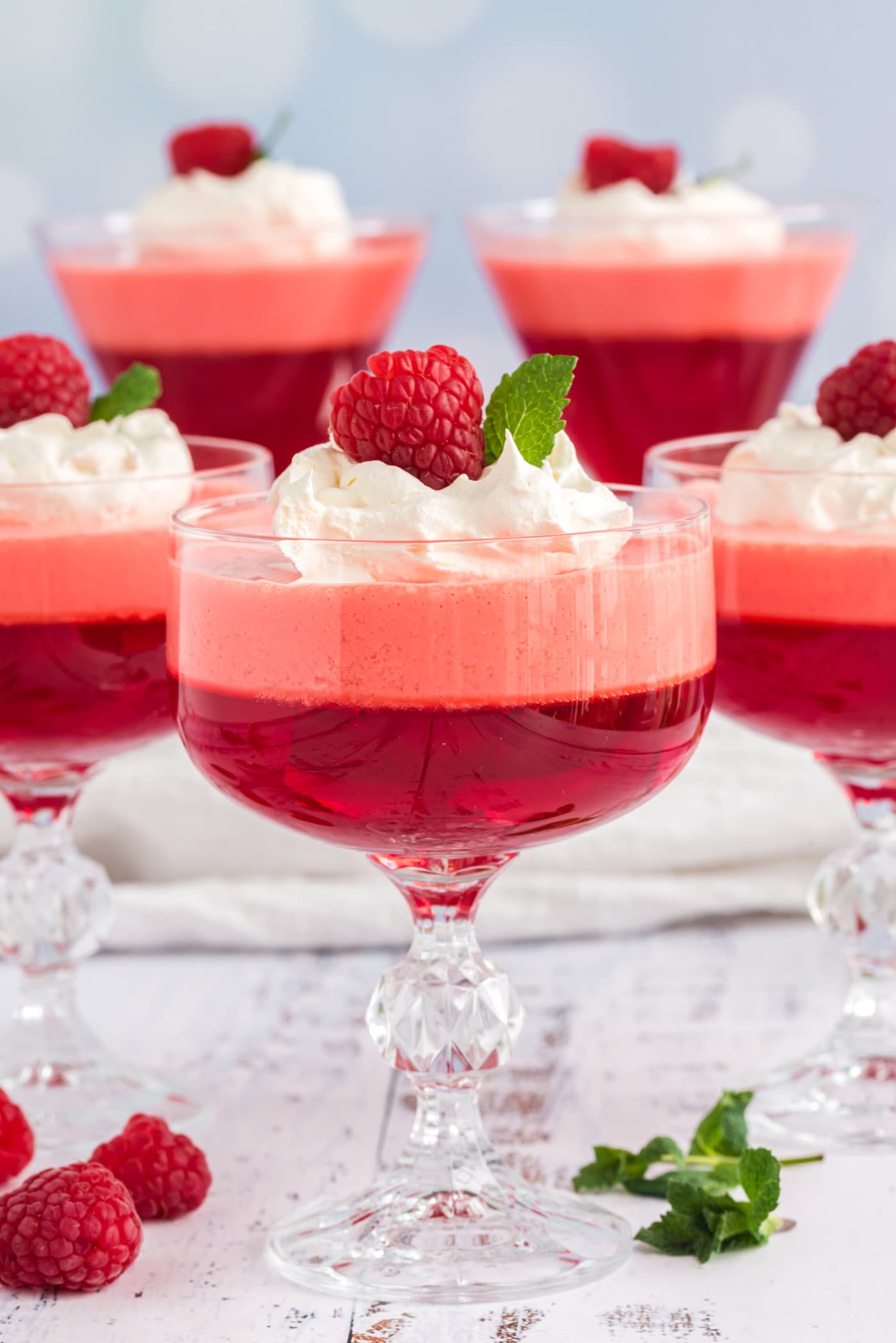 Blueberry Raspberry Gelatin Parfait with Whipped Cream Cheese