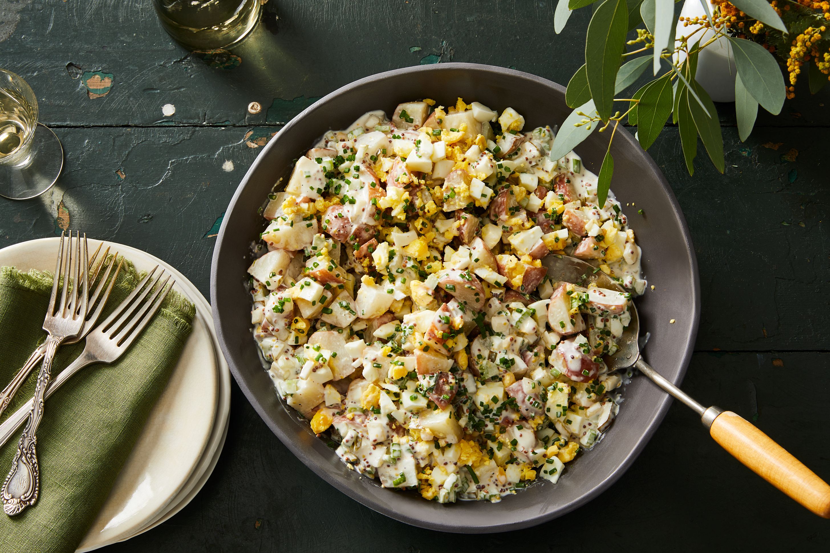 Bacon-Pickle Potato Salad with Celery and Hard-Boiled Eggs