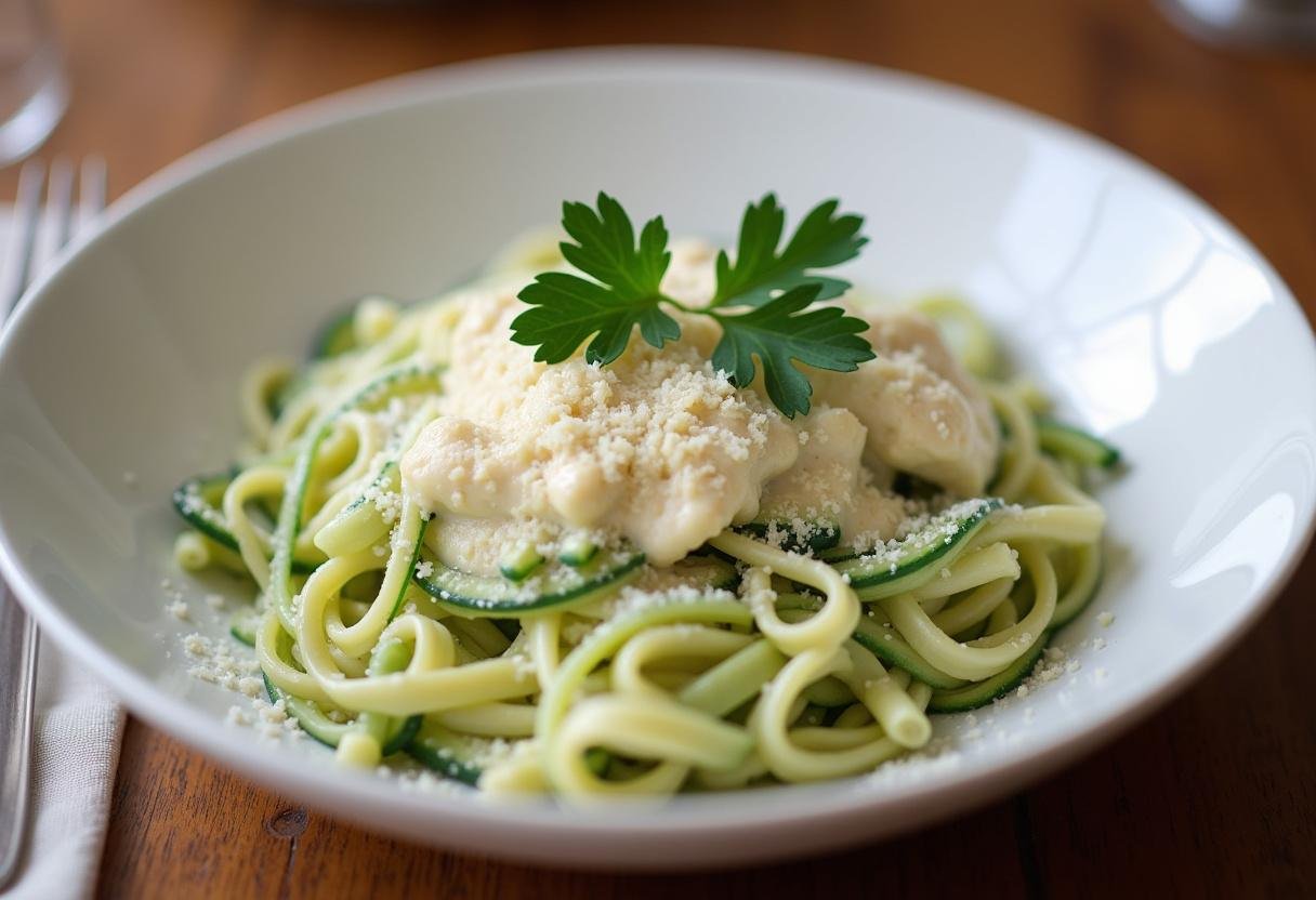 Cauliflower Alfredo Sauce with Zucchini Noodles