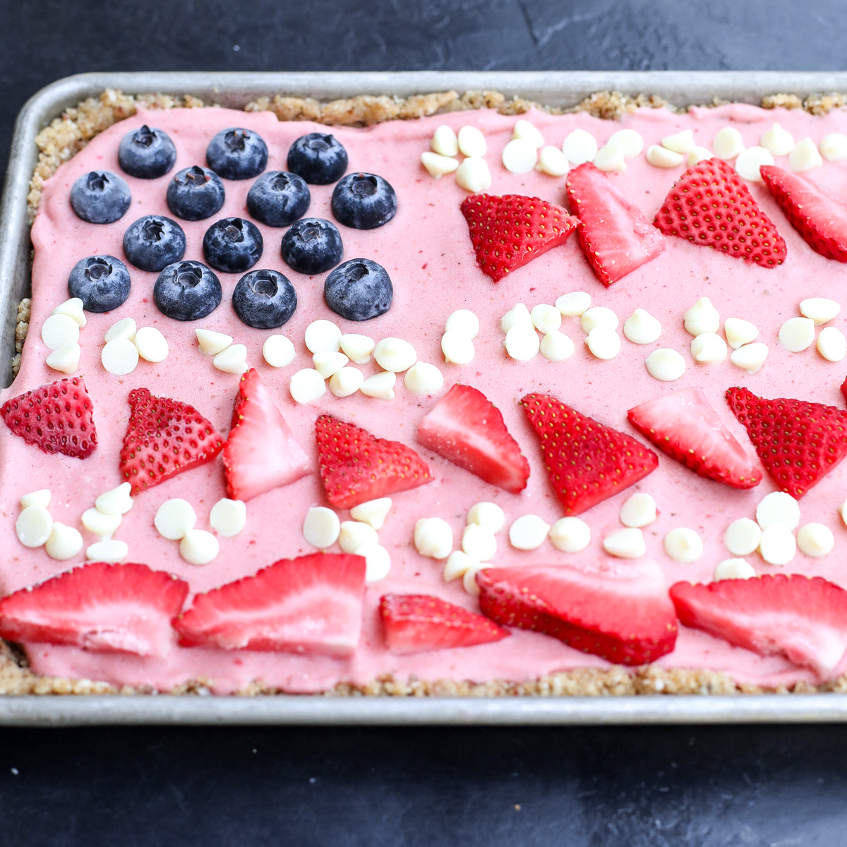 No-Bake Red White and Blue Berry Cream Tart