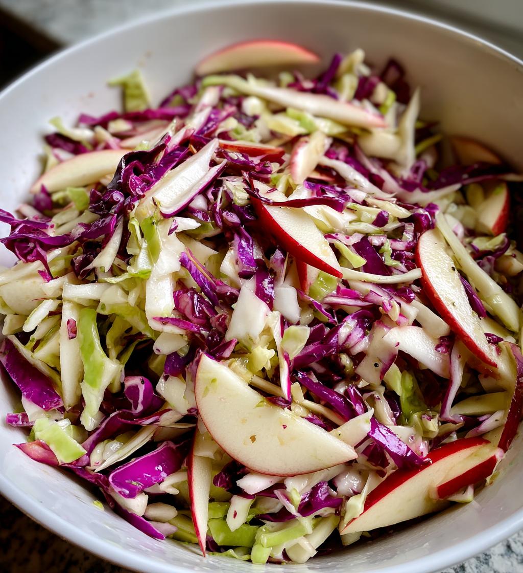 Tossed Summer Cabbage Slaw with Honey-Apple Cider Dressing