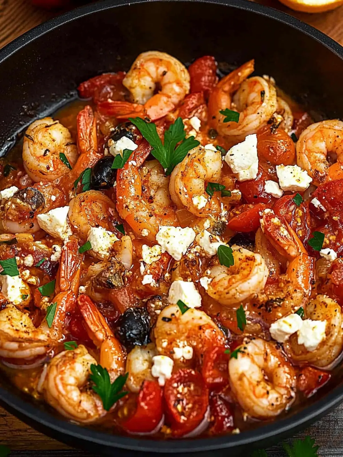 Pan-Seared Shrimp Saganaki with Tomato and Feta