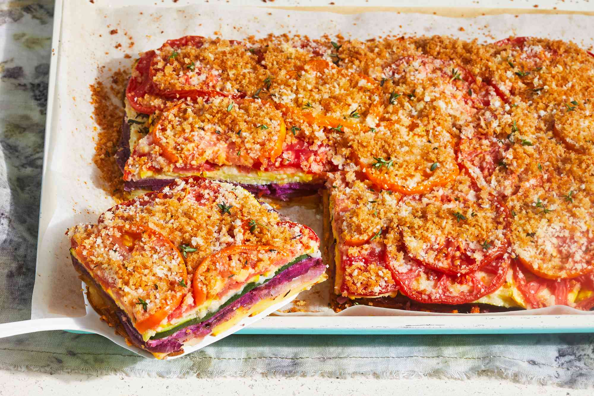 Layered Tertiary Vegetable Gratin with Quinary Herb Crust