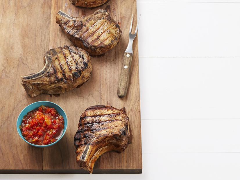 Sweet Tea-Brined Grilled Pork Chops with Peach Salsa
