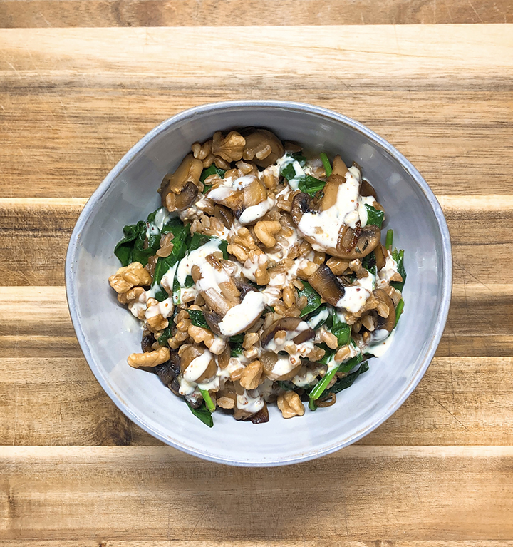 Mushroom & Thyme Grain Bowl with Lemon-Tahini Drizzle