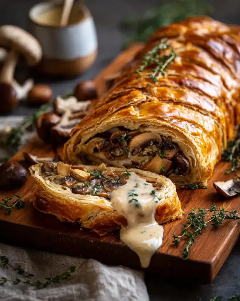 Mushroom and Stilton Wellington with Thyme Puff Pastry