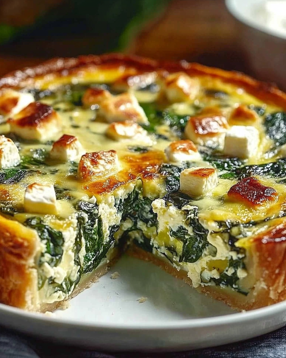 Baked Ternary Layered Quiche with Spinach and Feta