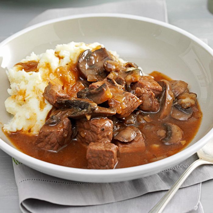 Stout-Braised Beef with Pearl Onions and Mushrooms
