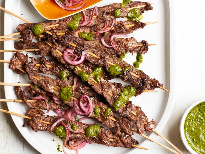 Skewered Churrasco Beef with Chimichurri Sauce