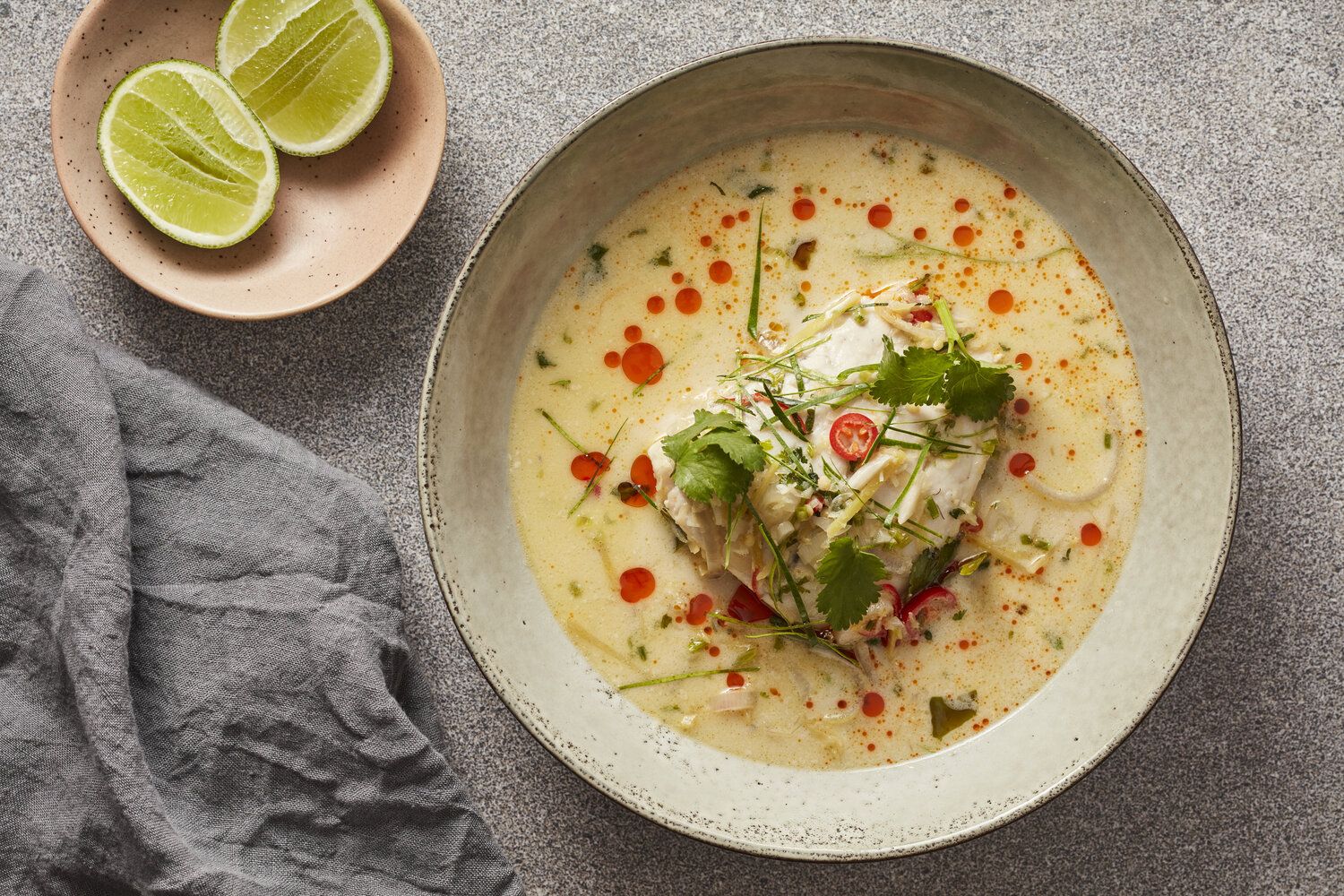 Slow-Cooked Barramundi in Finger Lime and Coconut Broth