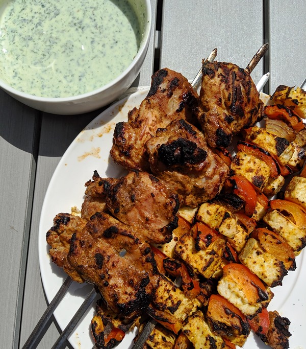Tandoori-Spiced Pork Skewers with Yogurt Mint Sauce