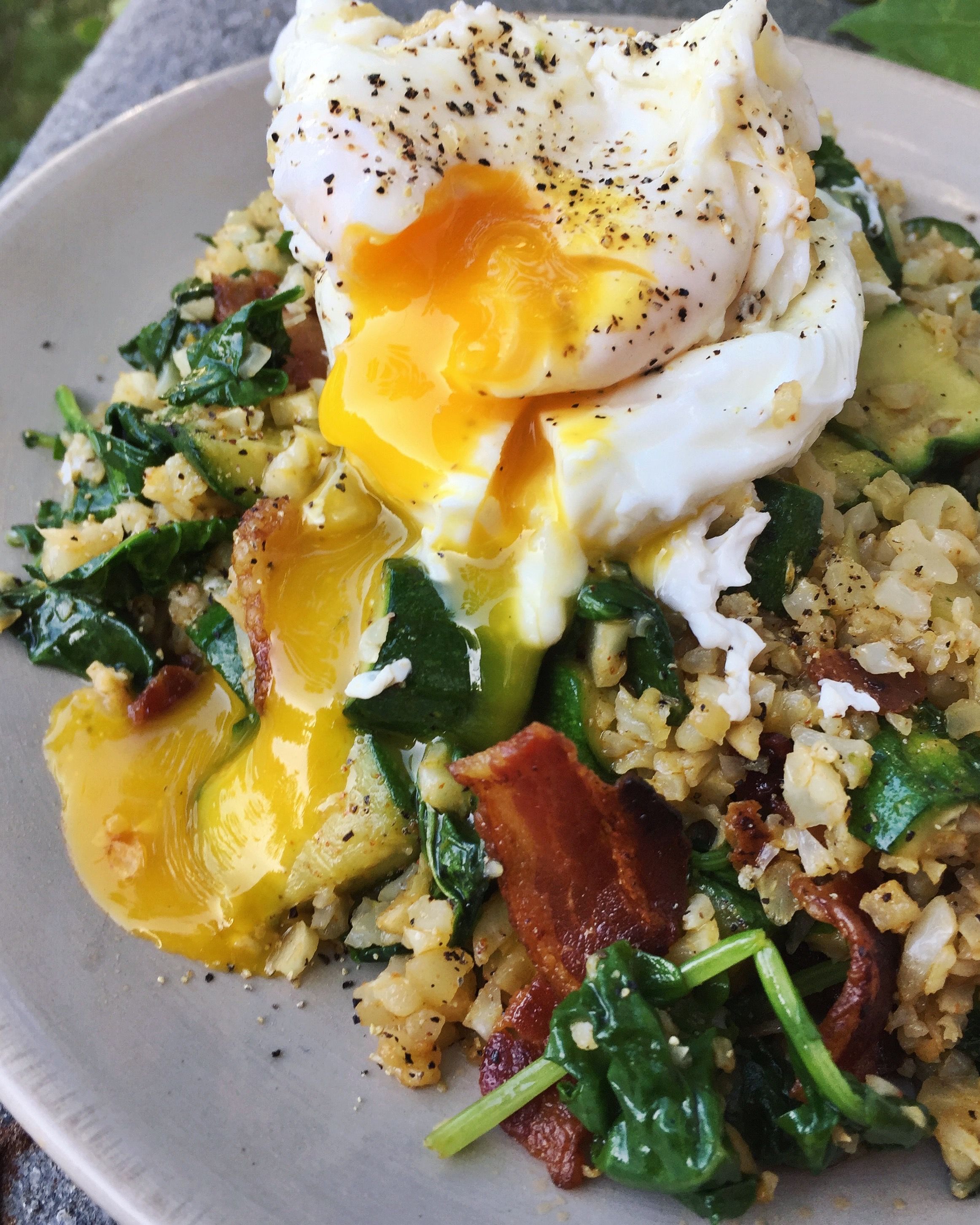 Cauliflower Rice Stir-Fry with Eggs and Spinach