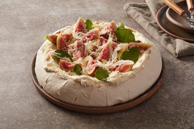 Macadamia and Kakadu Plum Pavlova with Finger Lime Cream