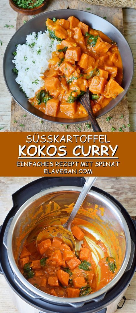 Stovetop Vegan Coconut Curry with Sweet Potatoes and Spinach