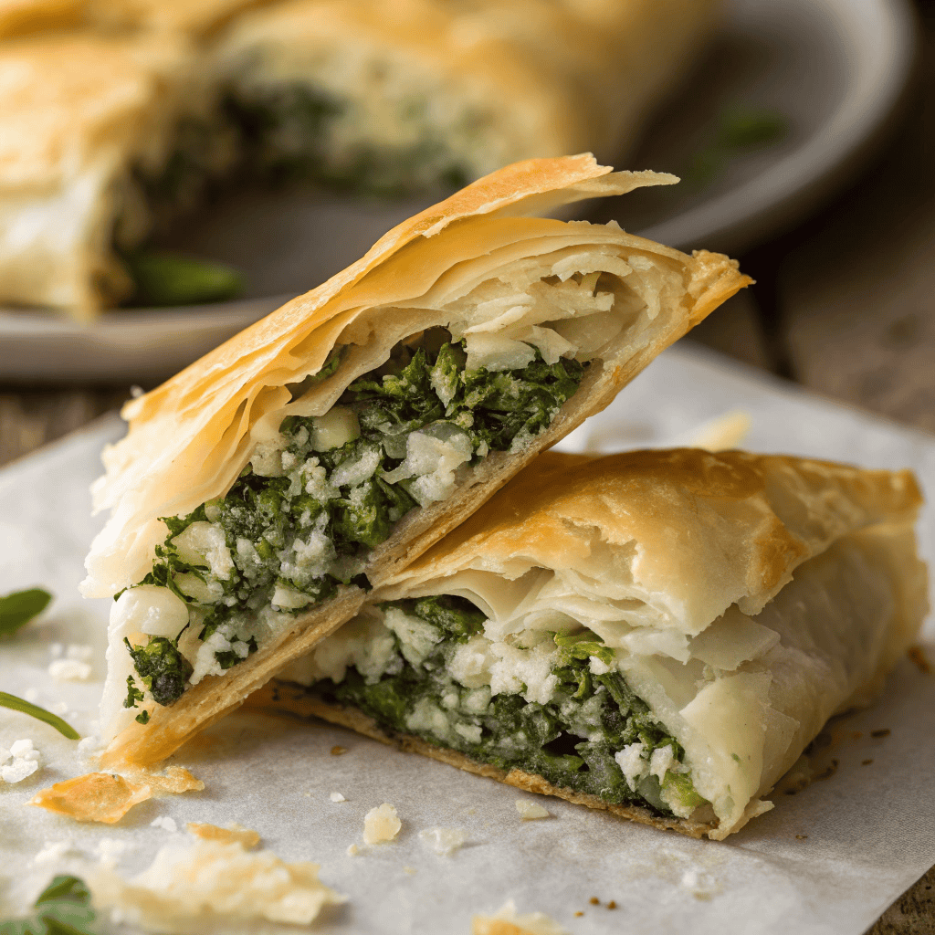 Spanakopita-Inspired Phyllo Roll with Spinach and Feta