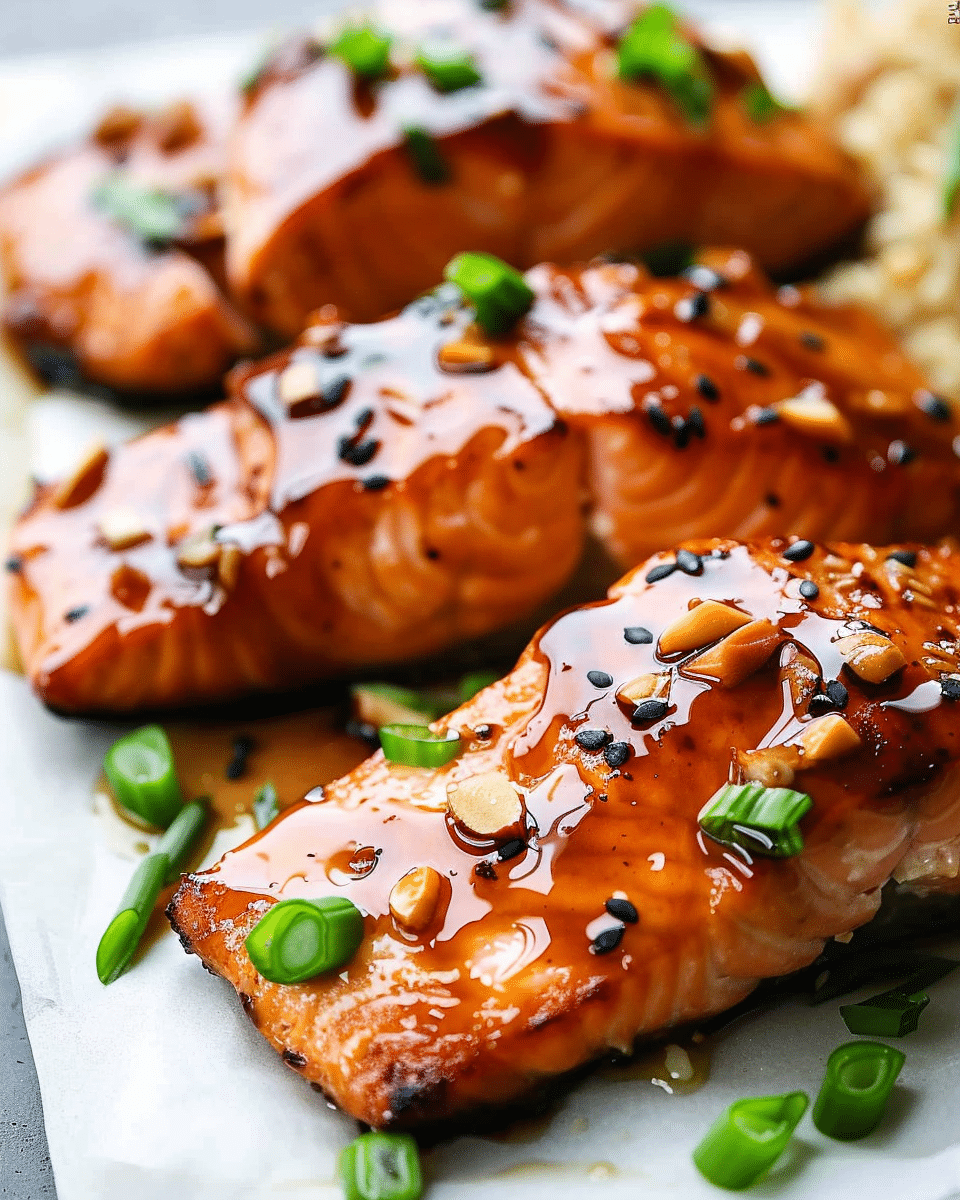Garlic-Soy Glazed Salmon with Sesame and Scallions