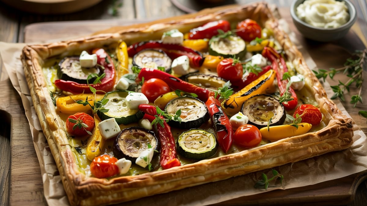 Roasted Vegetable and Stilton Tart with Thyme