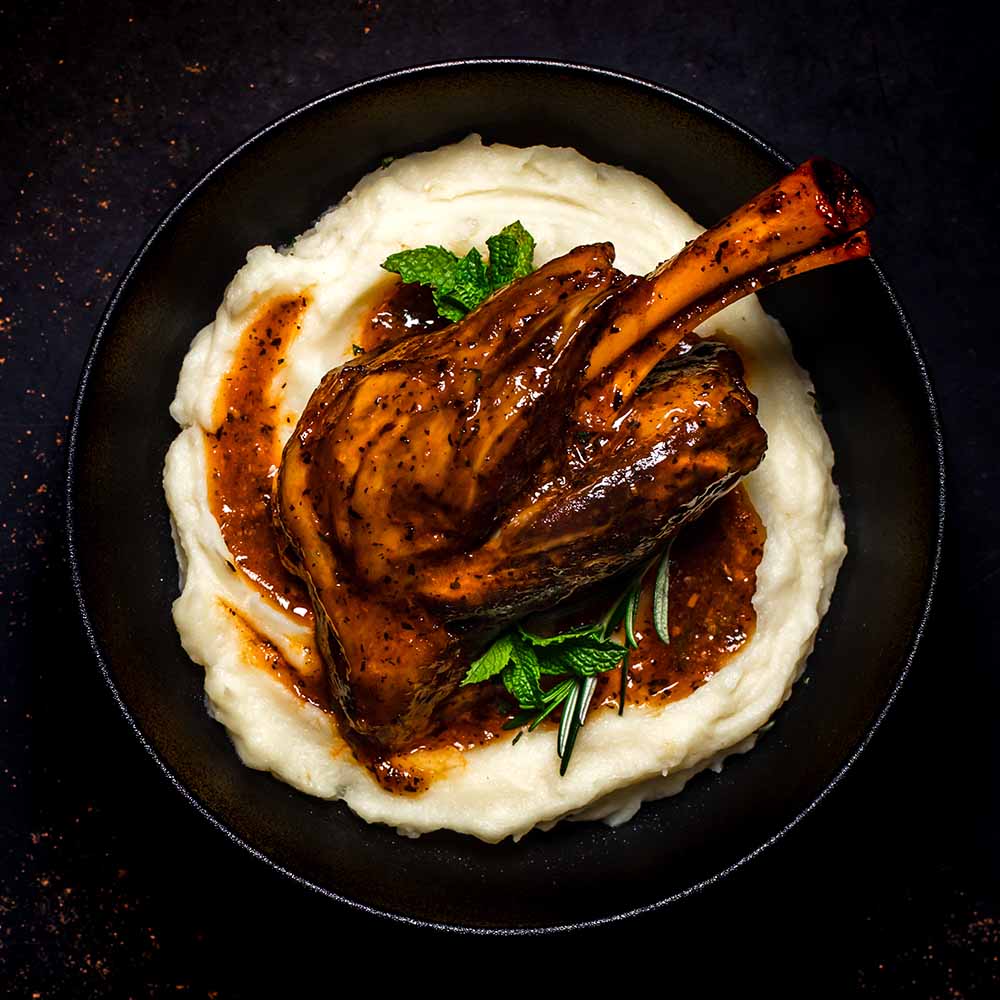 Oven-Roasted Lamb Shanks with Mint and Rosemary