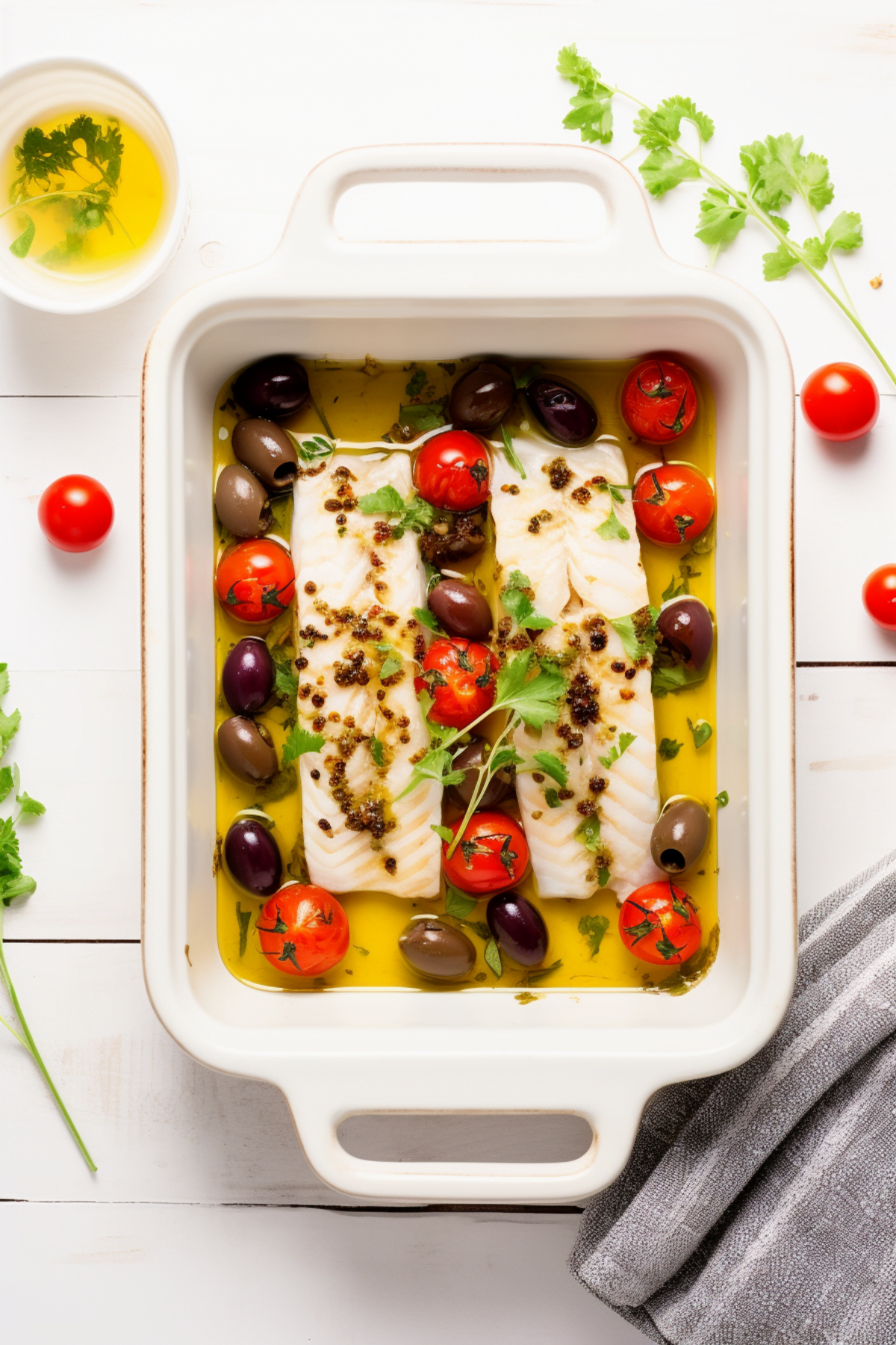 Baked Cod with Tomato-Olive Ragù