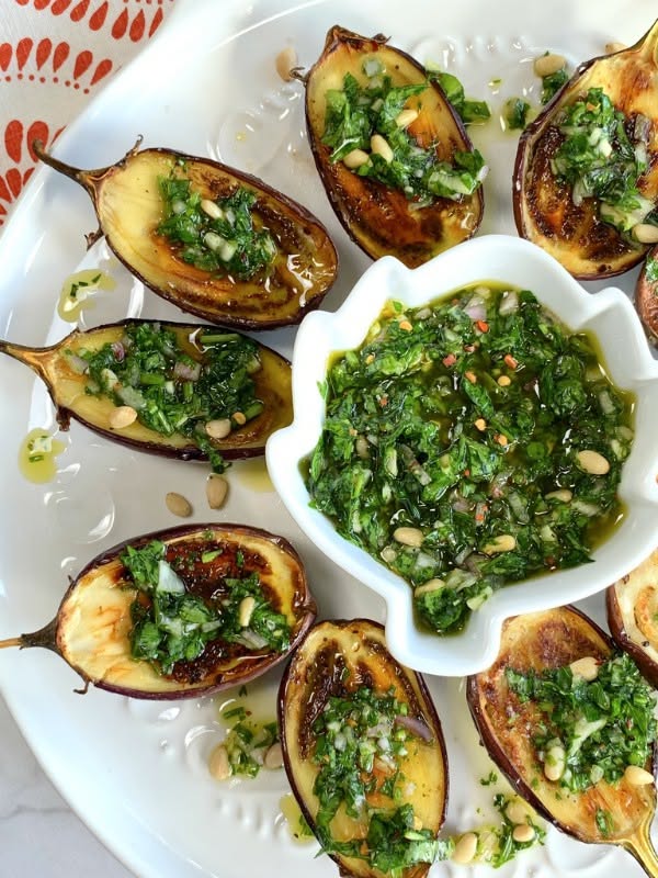 Sautéed Baby Eggplant with Garlic and Basil