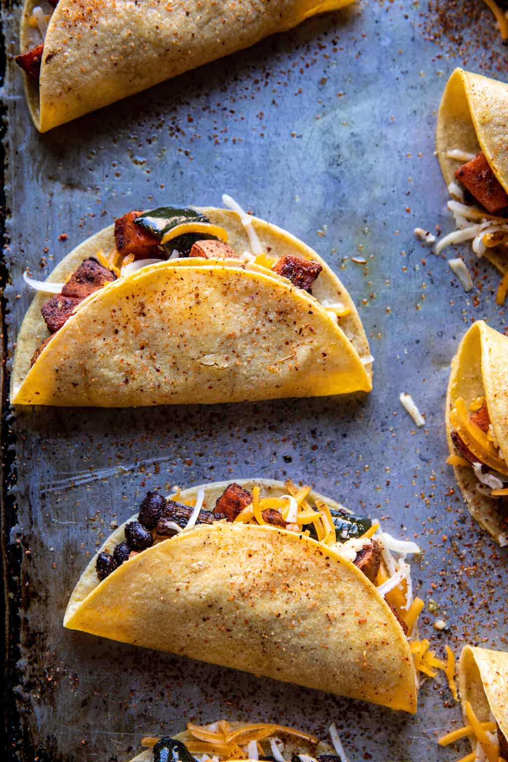 Baked Mexican-Spiced Sweet Potato Tacos with Avocado Crema