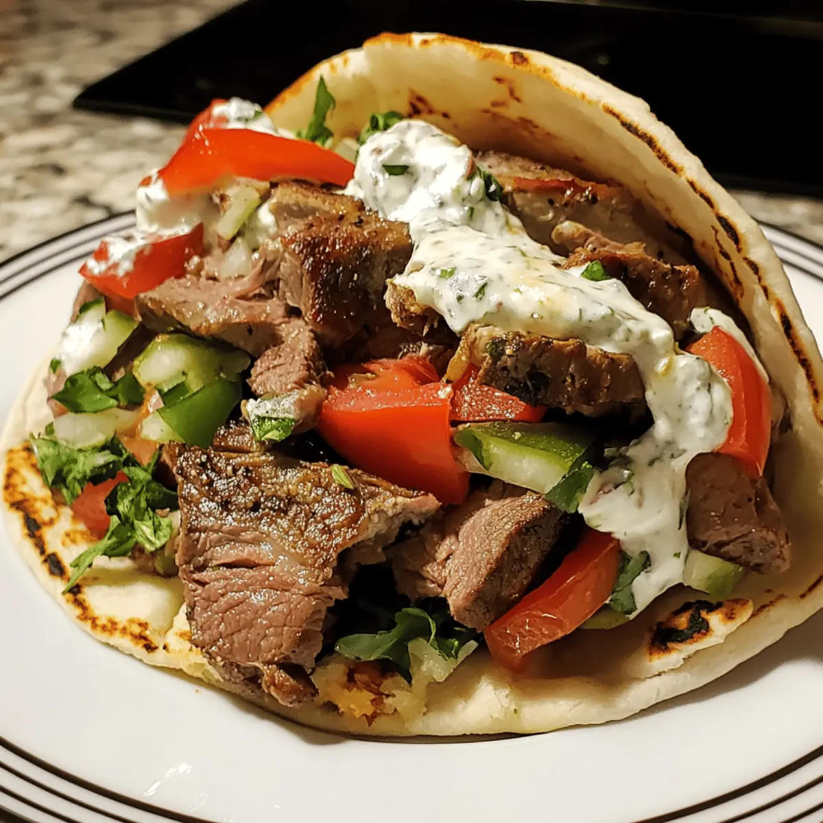 Grilled Lamb Gyros with Tzatziki and Fresh Pita