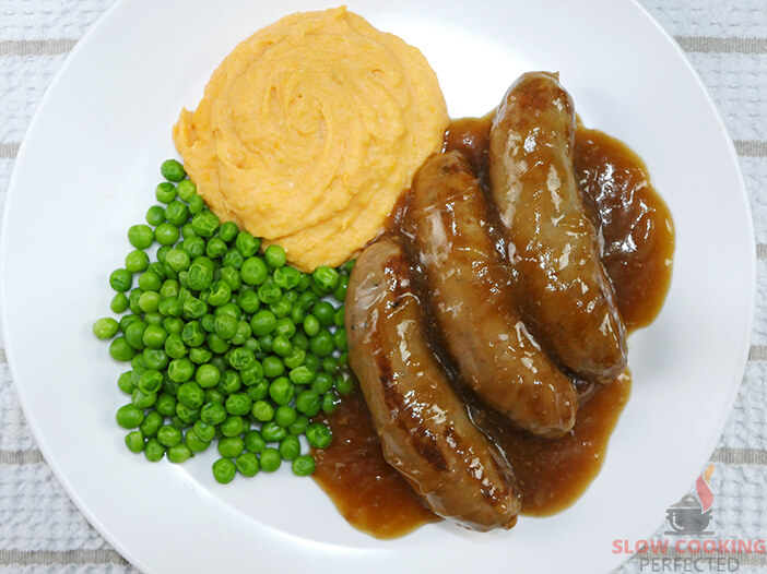 Slow-Cooked Curried Sausages with Onion Gravy