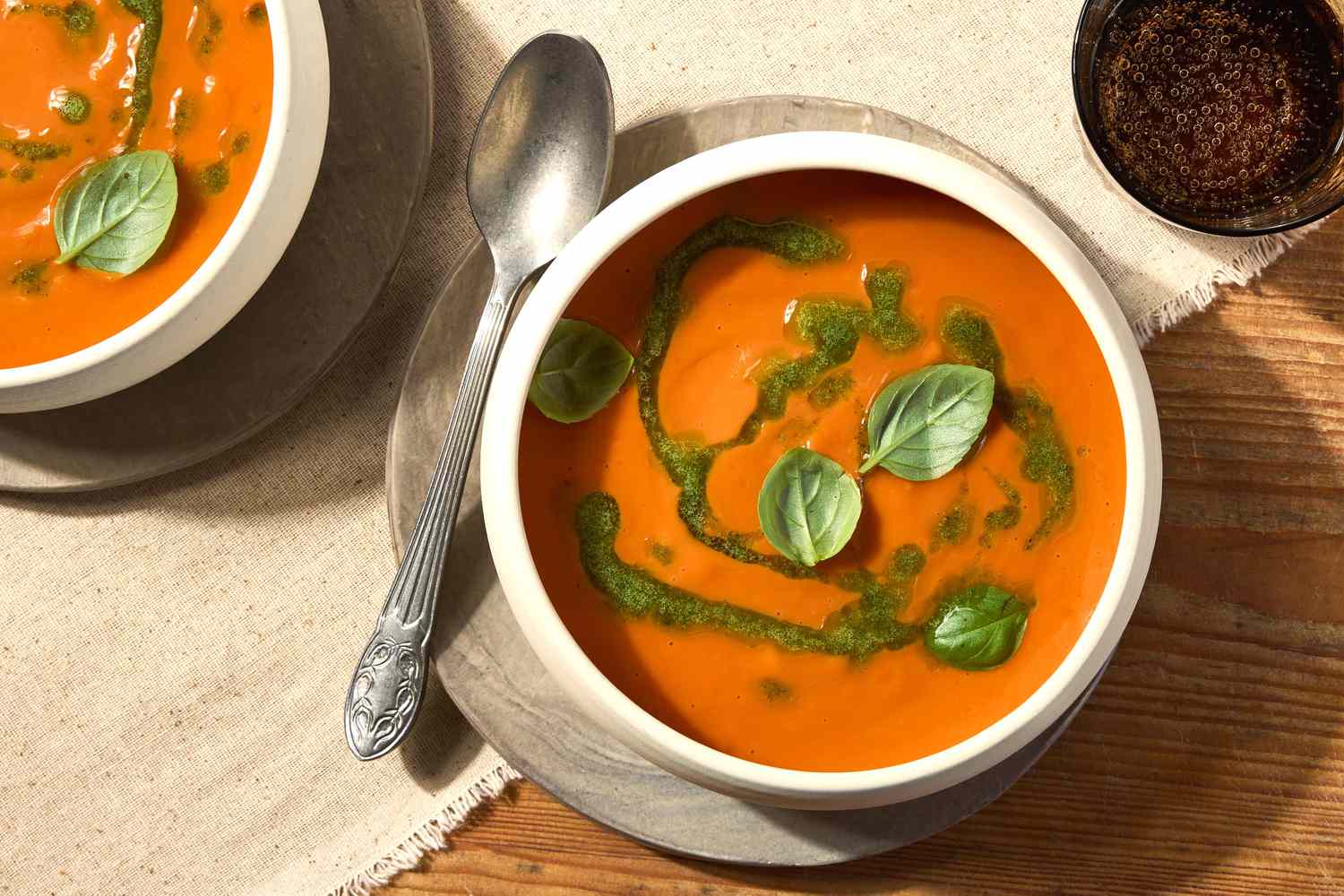 Golden Hour Tomato Soup with Herb Oil