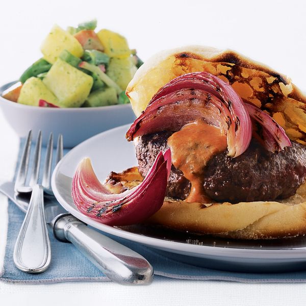 Loaded Southern Burger with Pickled Onions and Cheddar