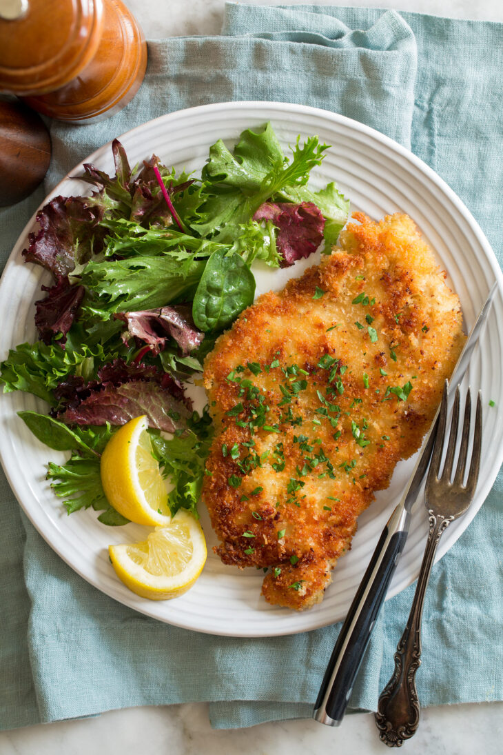 Pan-Fried Chicken Schnitzel with Lemon and Parsley