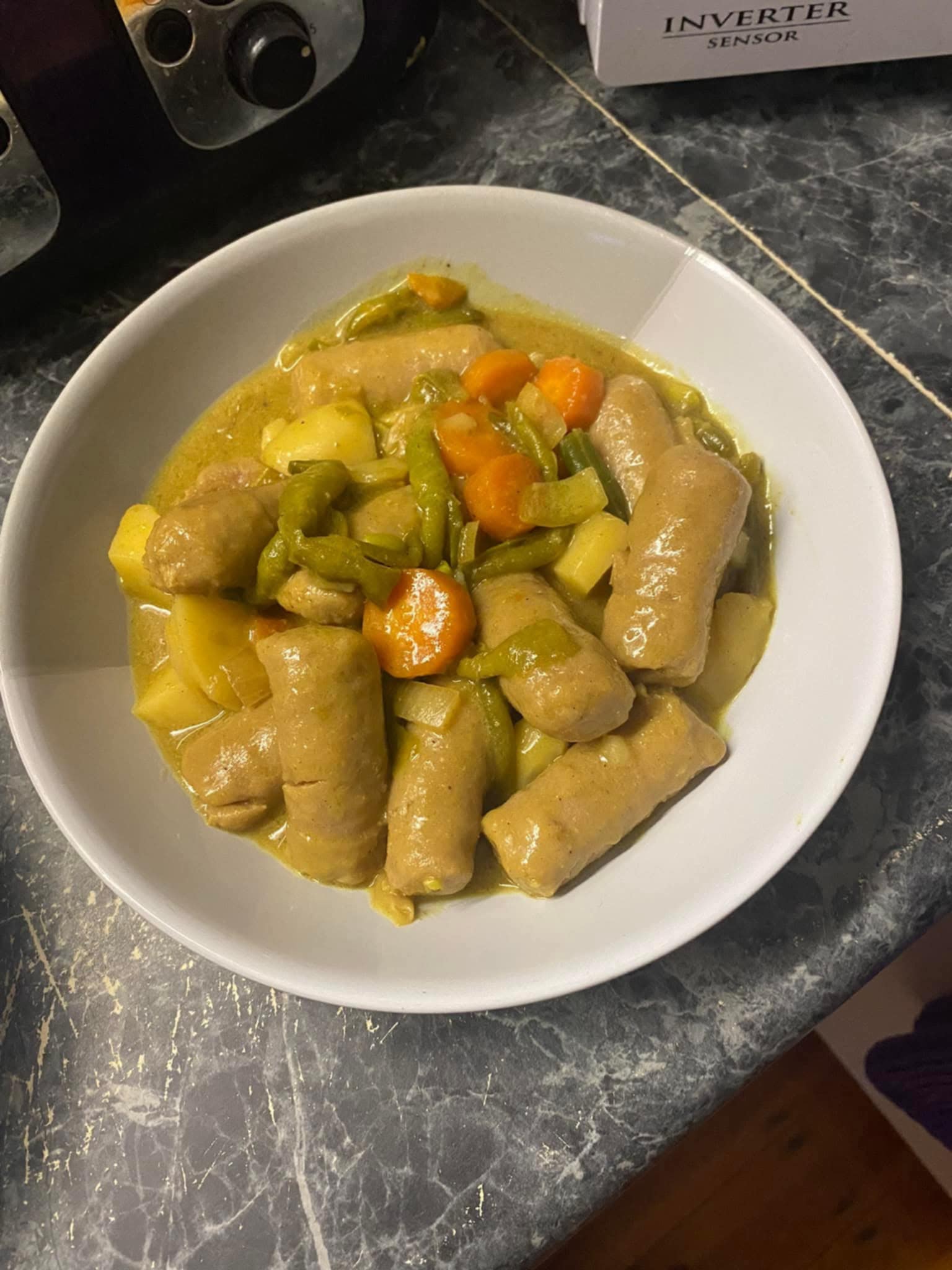 Slow Cooker Australian Curried Sausages with Onion Gravy