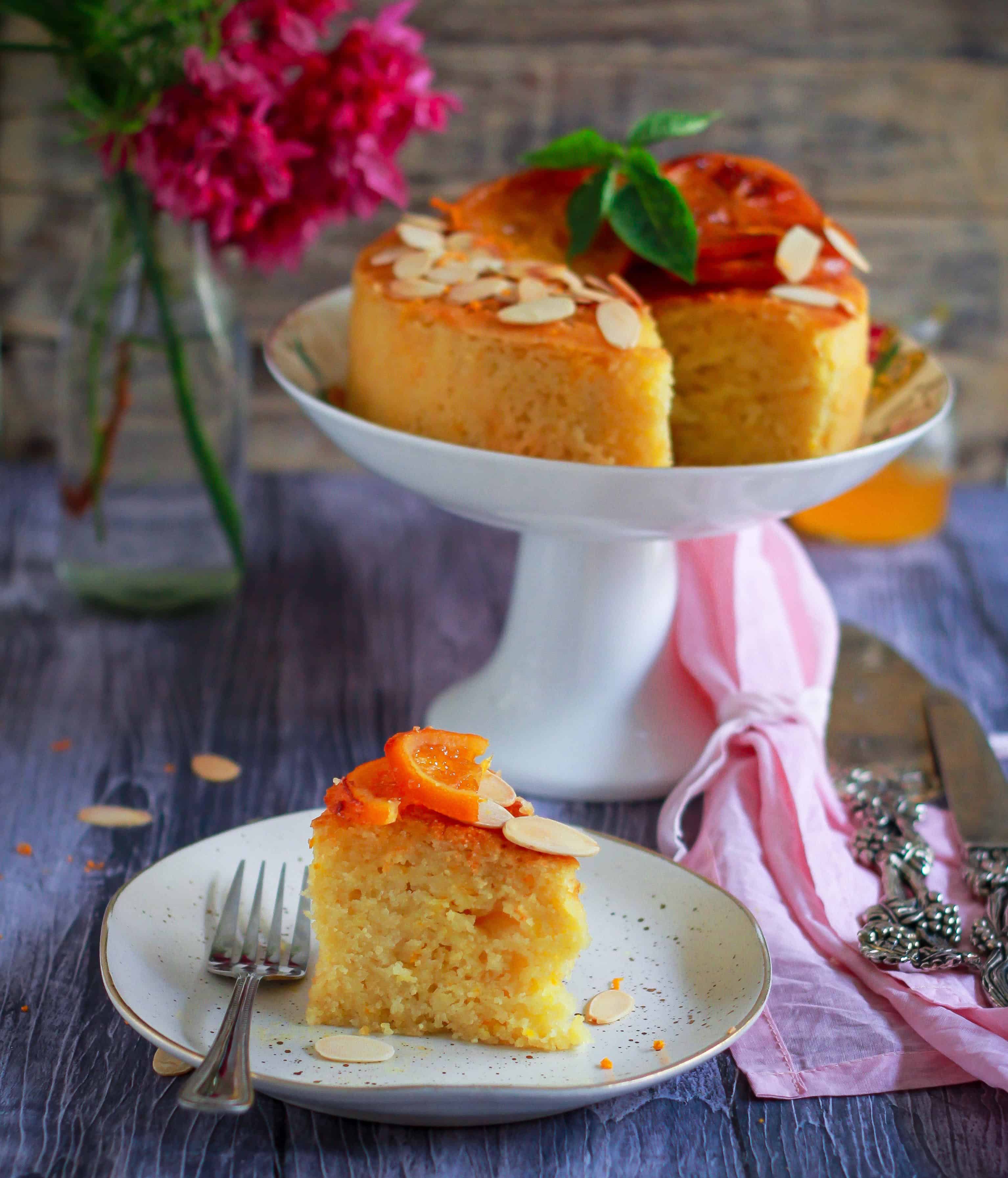 Baked Almond and Orange Blossom Semolina Cake