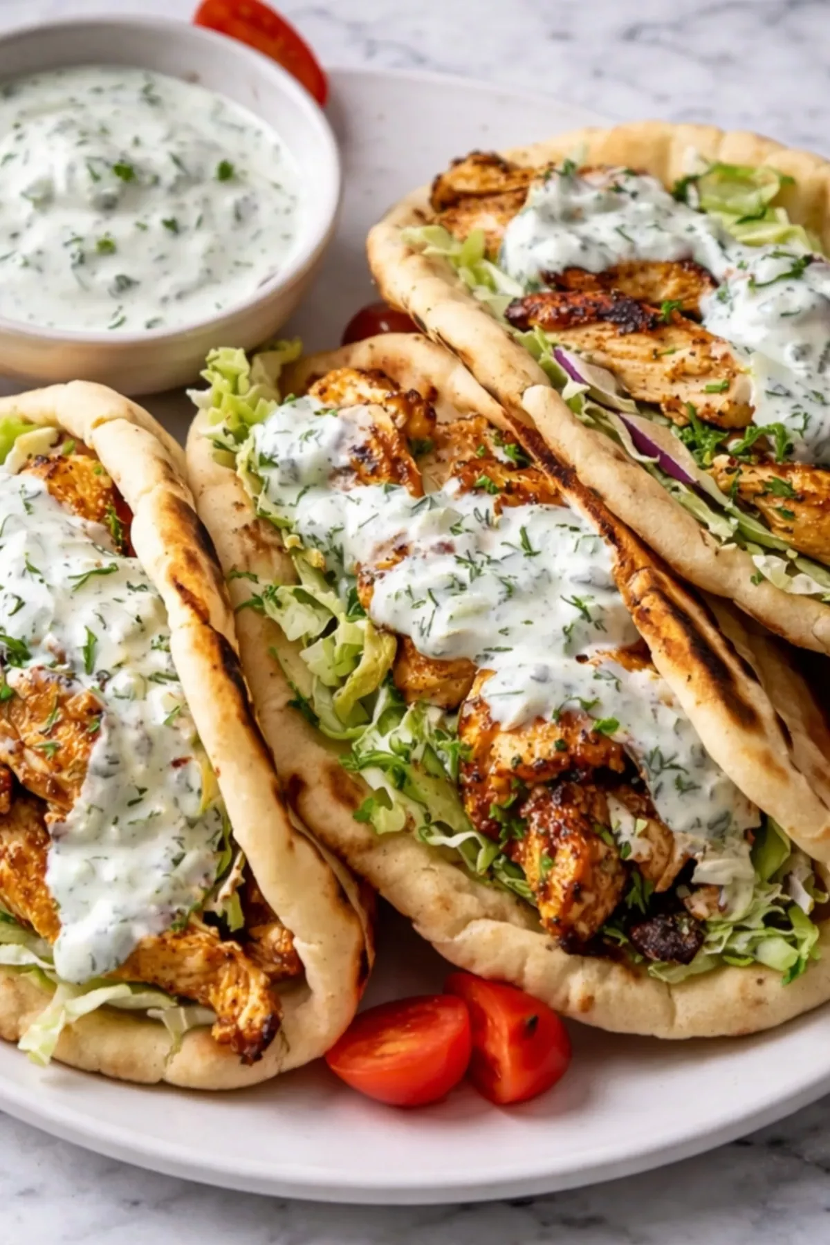 Pan-Seared Gyro-Style Chicken with Tzatziki and Pita Wraps