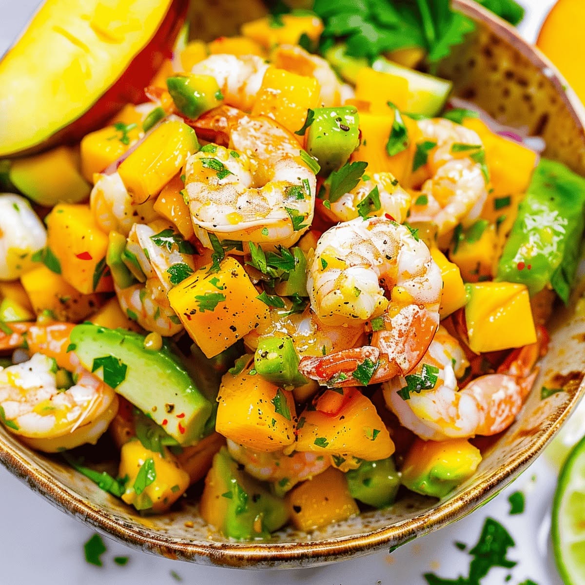 Sautéed Green Mango and Shrimp Salad with Spicy Vinegar Dressing