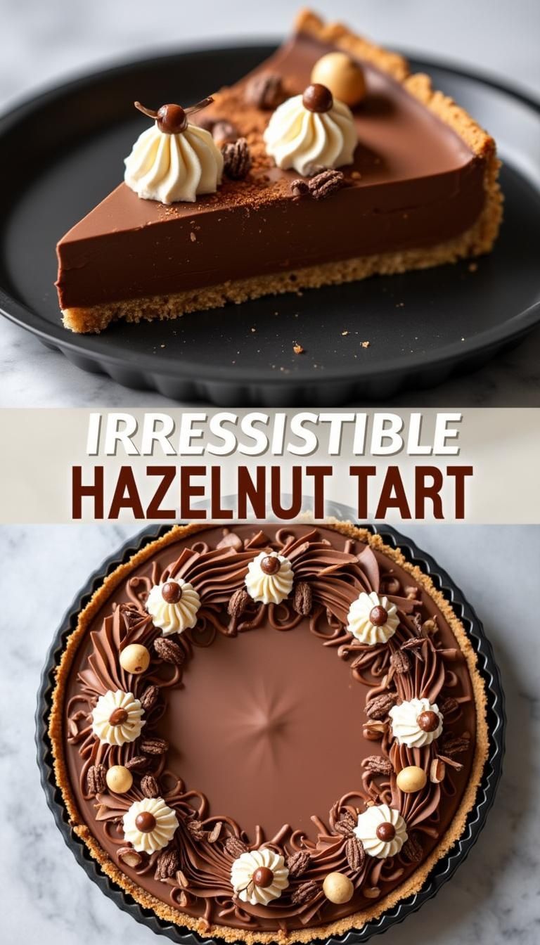 No-Bake Chocolate Hazelnut Tart with Whipped Cream
