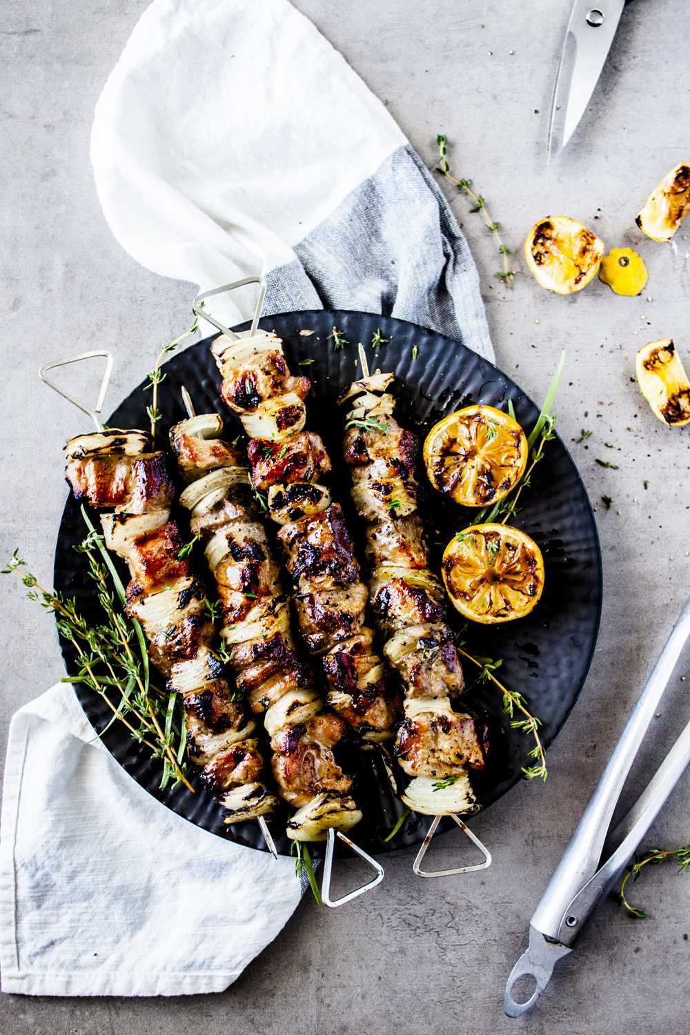 Grilled Citrus-Marinated Pork Skewers with Garlic and Thyme