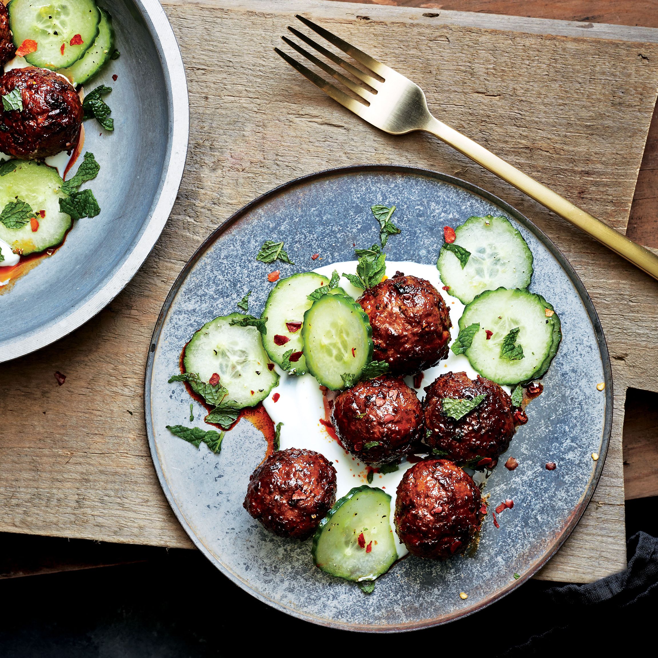 Gyro-Inspired Lamb Meatballs with Cucumber Yogurt Dip