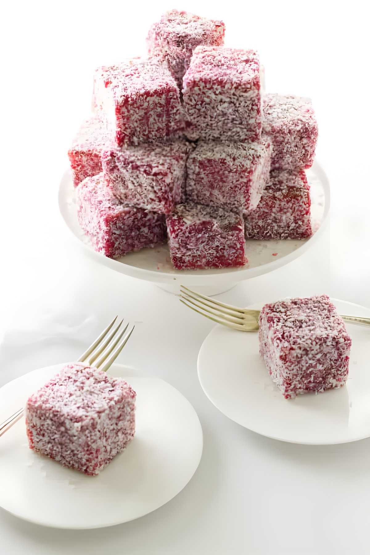 Lamington Cake Bites with Coconut and Raspberry Jam