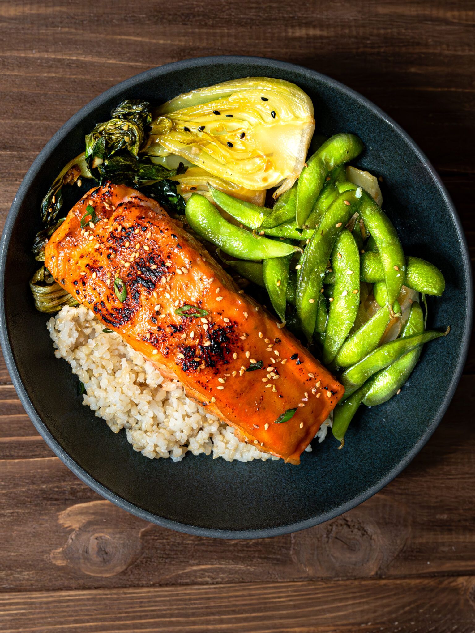 Pan-Fried Salmon with Miso Glaze and Bok Choy